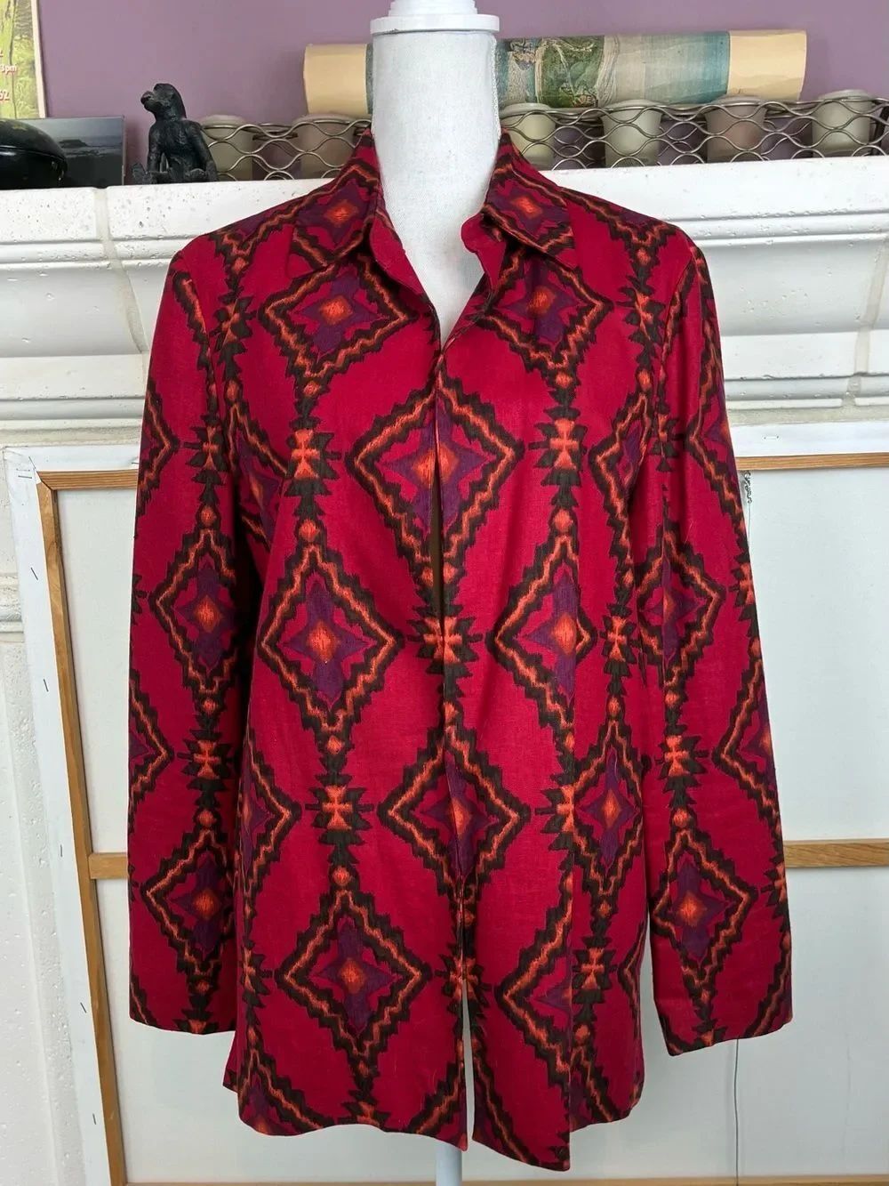 VTG vibrant Southwest Tribal Open Blazer w/ matching lining